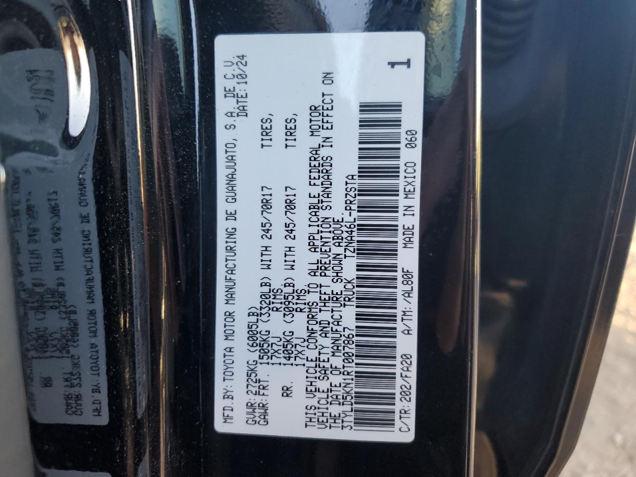 2024 Toyota Tacoma Double Cab VIN: 3TYLD5KN1RT007867 Lot: 84018935