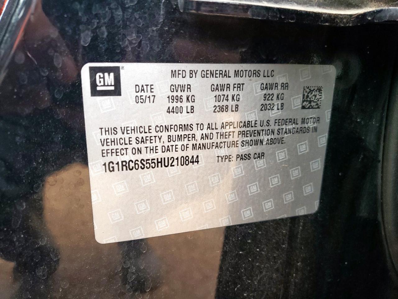 2017 Chevrolet Volt Lt VIN: 1G1RC6S55HU210844 Lot: 84626865