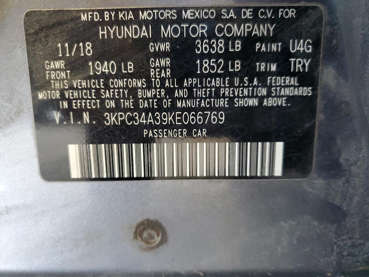 2019 Hyundai Accent Limited VIN: 3KPC34A39KE066769 Lot: 82090725