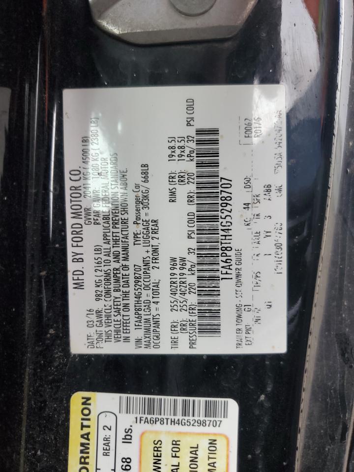 2016 Ford Mustang VIN: 1FA6P8TH4G5298707 Lot: 80247825