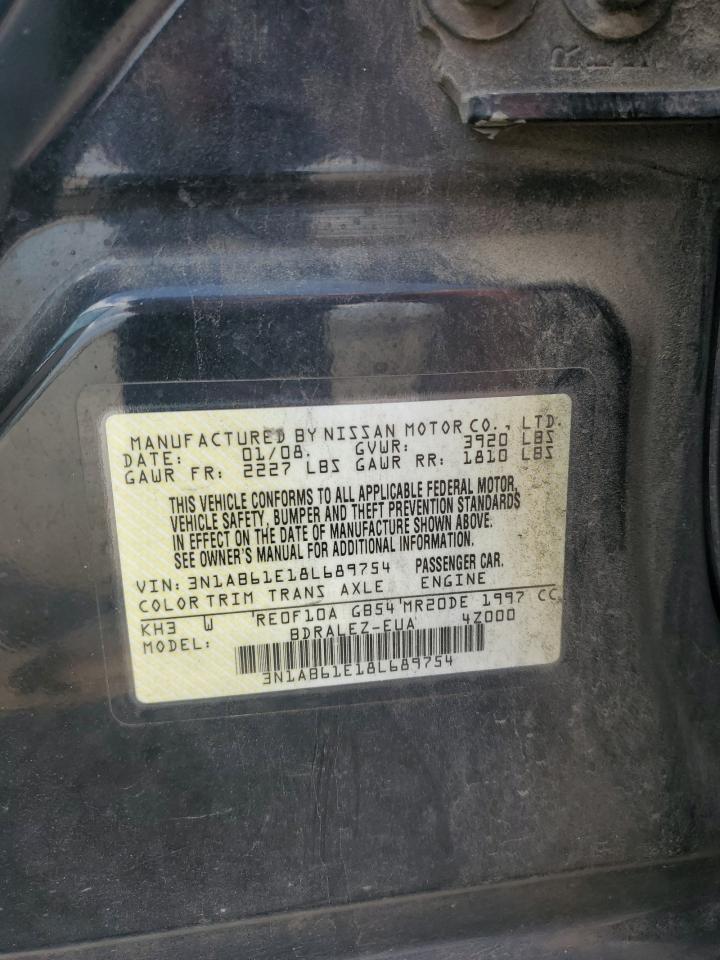 2008 Nissan Sentra 2.0 VIN: 3N1AB61E18L689754 Lot: 80384145