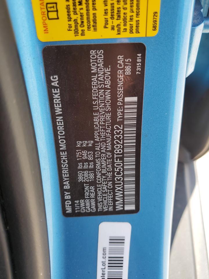 2015 Mini Cooper S VIN: WMWXU3C50FT892332 Lot: 81205485