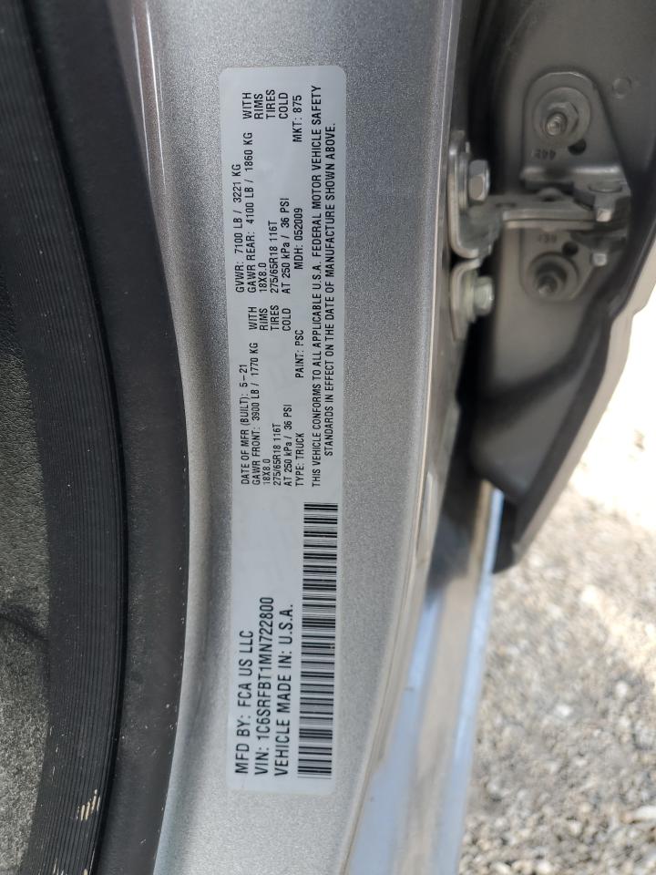 2021 Ram 1500 Big Horn/Lone Star VIN: 1C6SRFBT1MN722800 Lot: 81440925