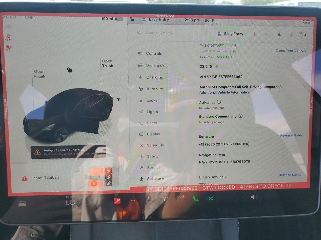 2023 Tesla Model 3 VIN: 5YJ3E1EB7PF633962 Lot: 84413215