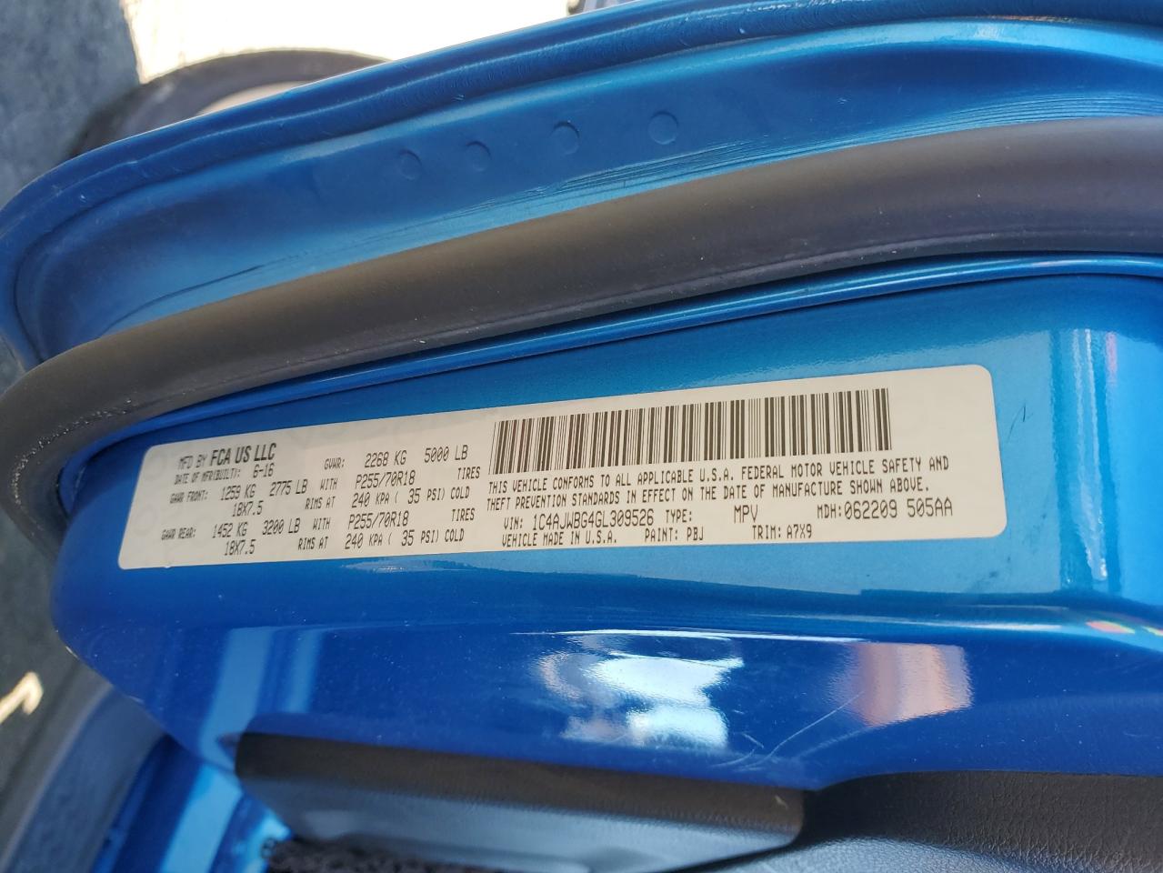 2016 Jeep Wrangler Sahara VIN: 1C4AJWBG4GL309526 Lot: 81666725