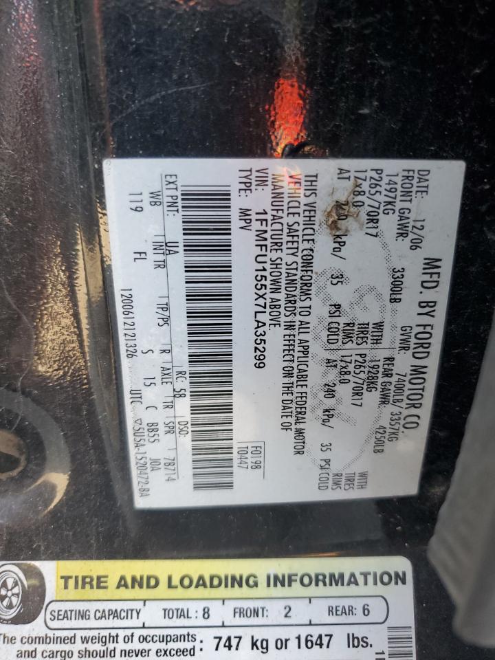 2007 Ford Expedition Xlt VIN: 1FMFU155X7LA35299 Lot: 81145095