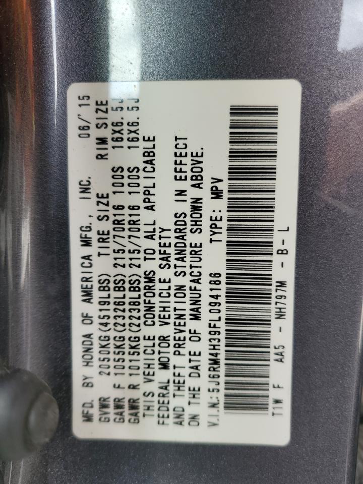 2015 Honda Cr-V Lx VIN: 5J6RM4H39FL094186 Lot: 80031645