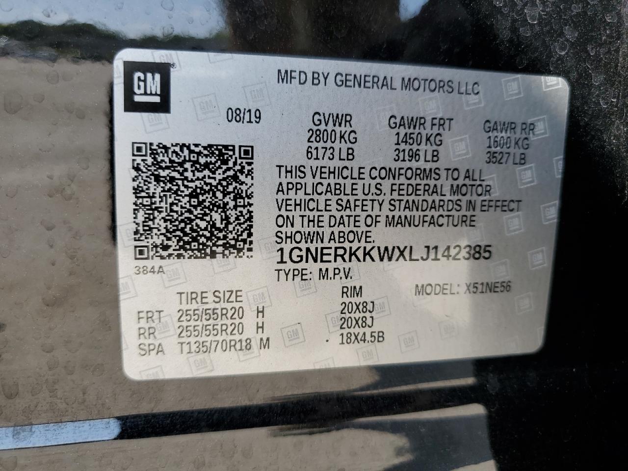 2020 Chevrolet Traverse Premier VIN: 1GNERKKWXLJ142385 Lot: 71355955