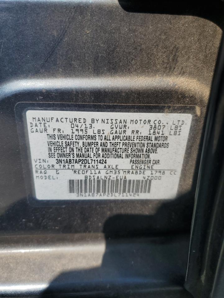 2013 Nissan Sentra S VIN: 3N1AB7AP2DL711424 Lot: 67066695