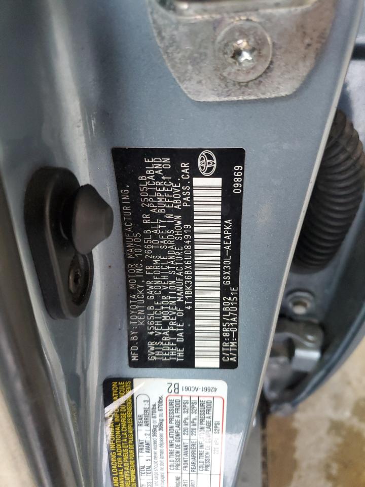 2006 Toyota Avalon Xl VIN: 4T1BK36BX6U084919 Lot: 81881685