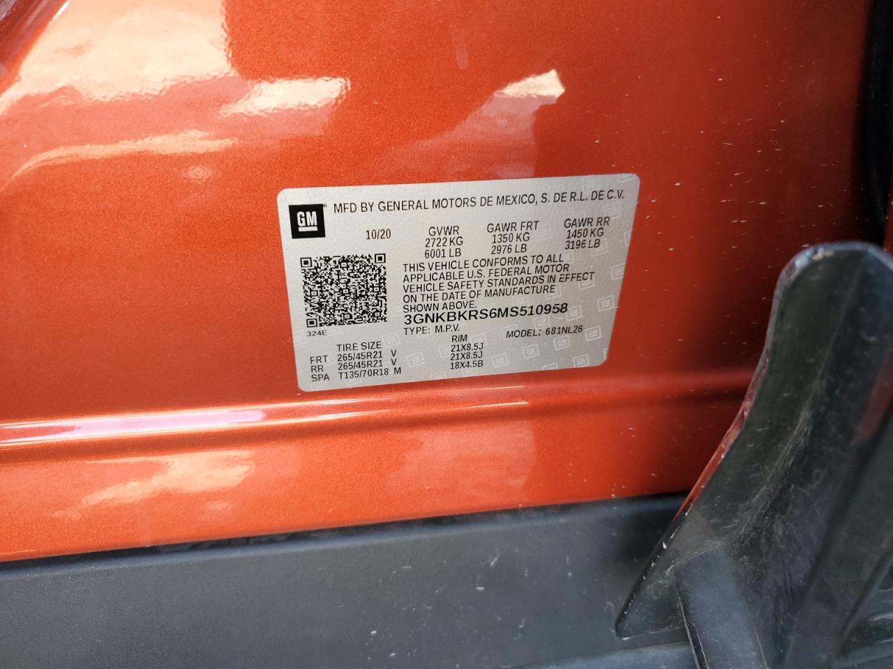 2021 Chevrolet Blazer Rs VIN: 3GNKBKRS6MS510958 Lot: 81081645