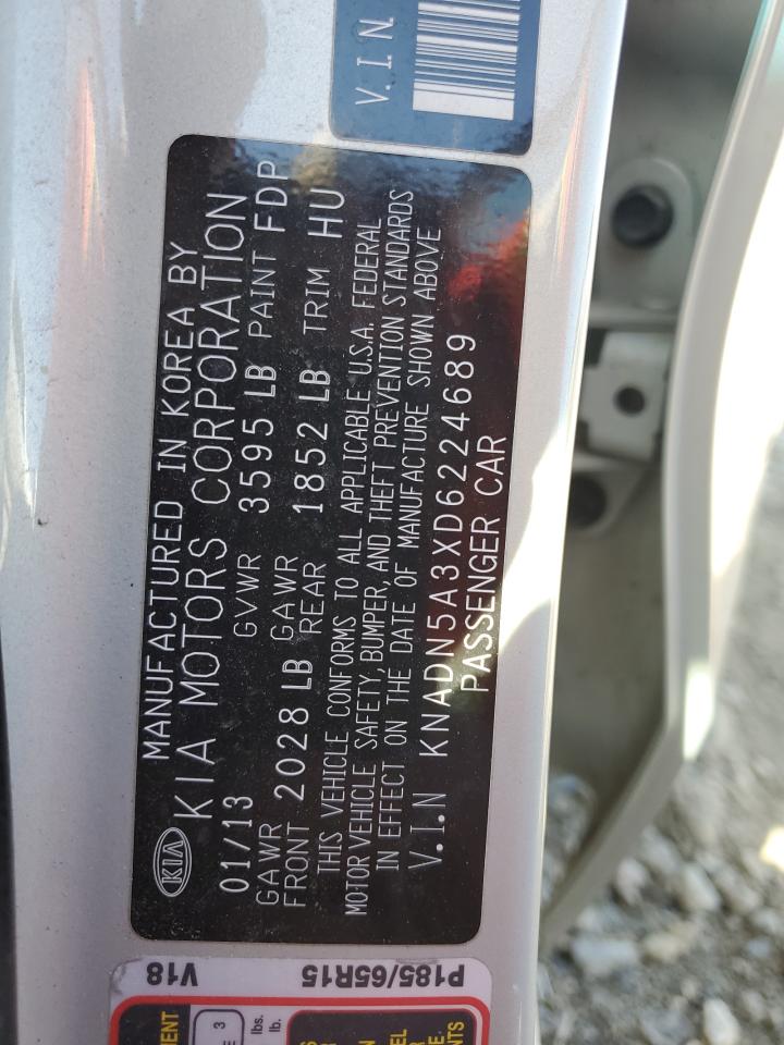 2013 Kia Rio Ex VIN: KNADN5A3XD6224689 Lot: 82068185