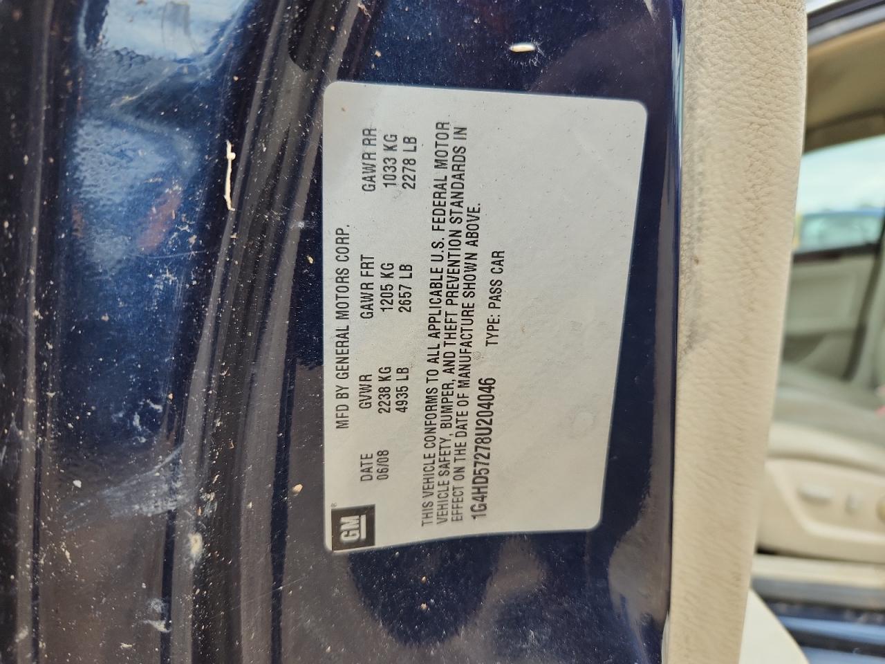 2008 Buick Lucerne Cxl VIN: 1G4HD57278U204046 Lot: 81864745