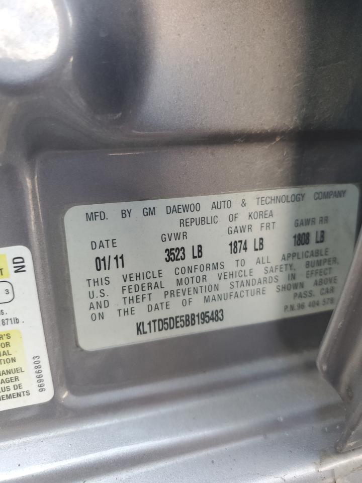 2011 Chevrolet Aveo Ls VIN: KL1TD5DE5BB195483 Lot: 81660835