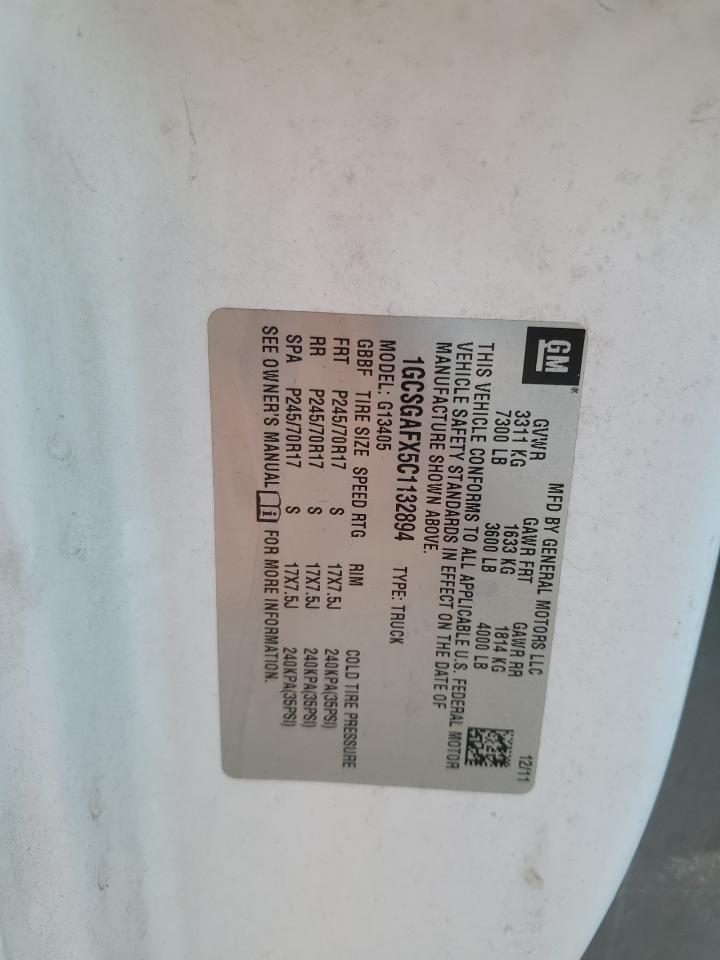 2012 Chevrolet Express G1500 VIN: 1GCSGAFX5C1132894 Lot: 86231105