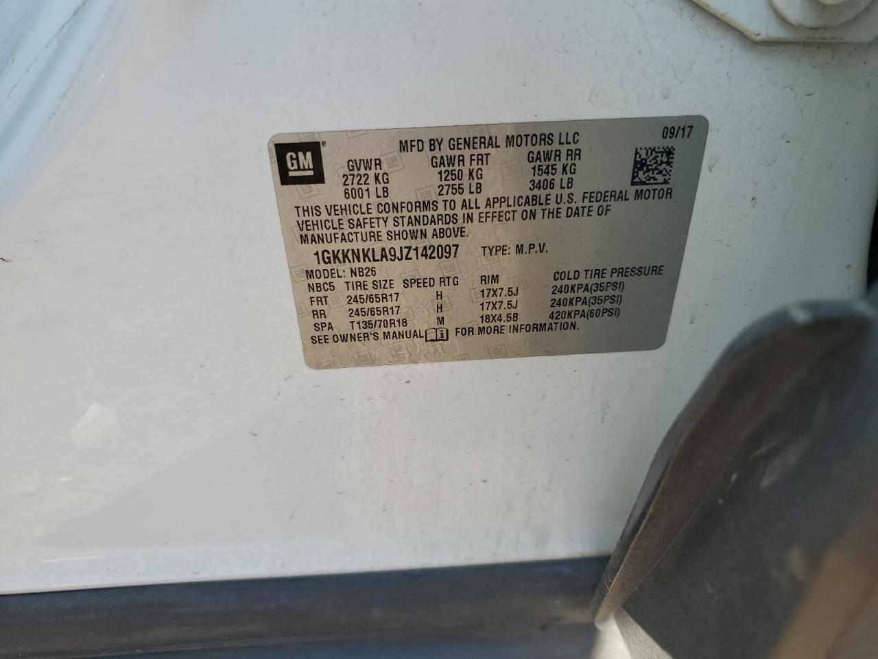 2018 GMC Acadia Sle VIN: 1GKKNKLA9JZ142097 Lot: 81687195