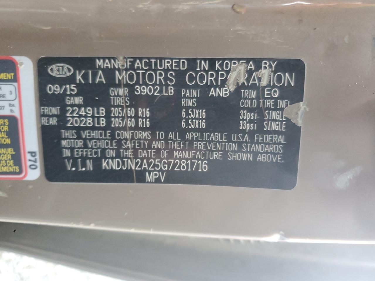 2016 Kia Soul VIN: KNDJN2A25G7281716 Lot: 81840905