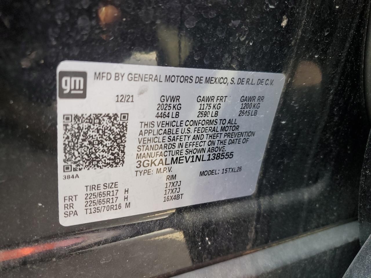 2022 GMC Terrain Sle VIN: 3GKALMEV1NL138555 Lot: 81237225