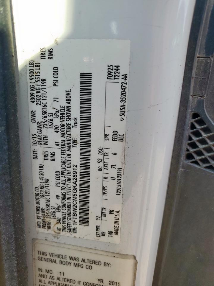 2016 Ford Transit T-350 VIN: 1FTBW2CM5GKA28912 Lot: 80511755