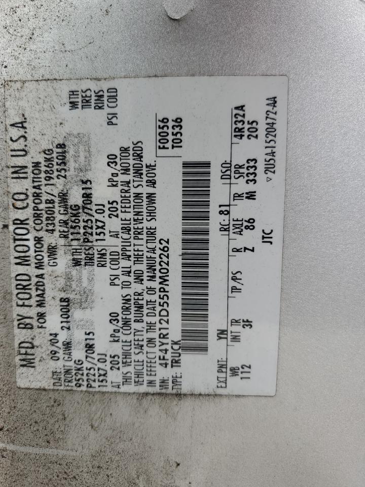 2005 Mazda B2300 VIN: 4F4YR12D55PM02262 Lot: 83774015