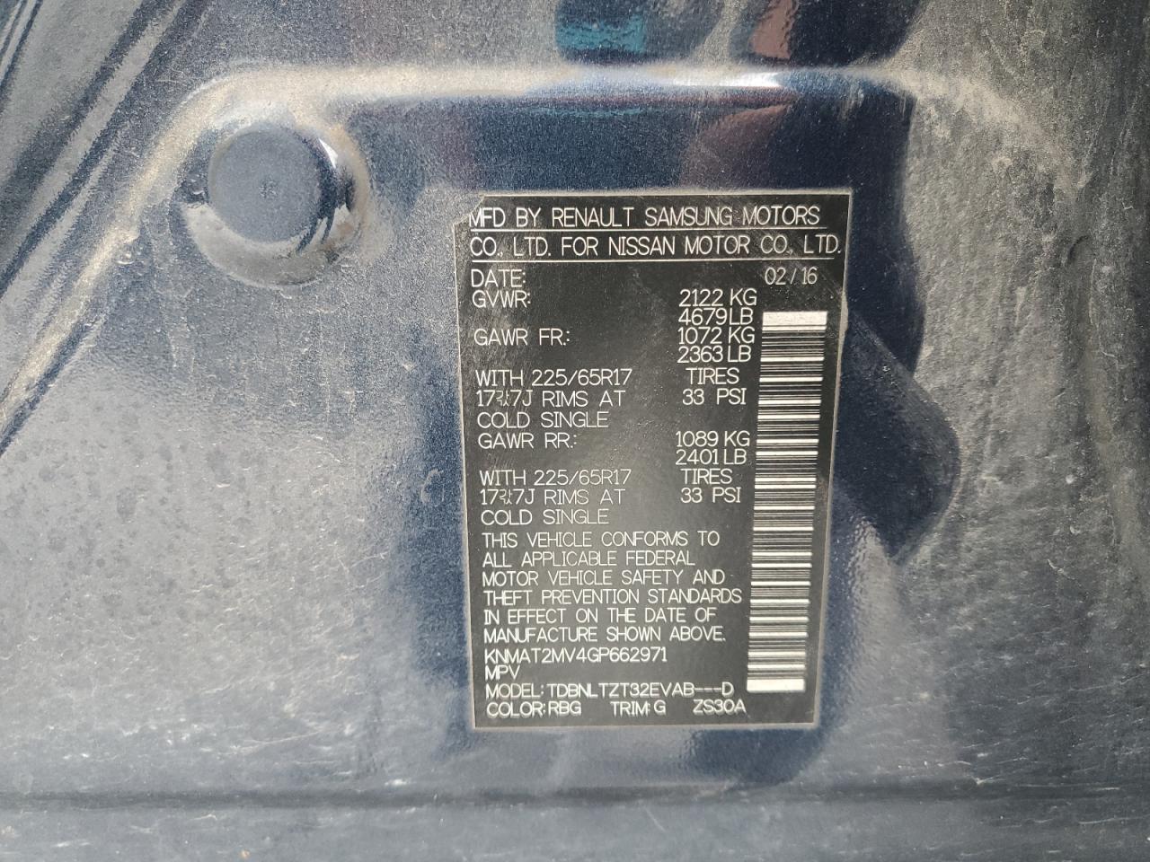 2016 Nissan Rogue S VIN: KNMAT2MV4GP662971 Lot: 80545405