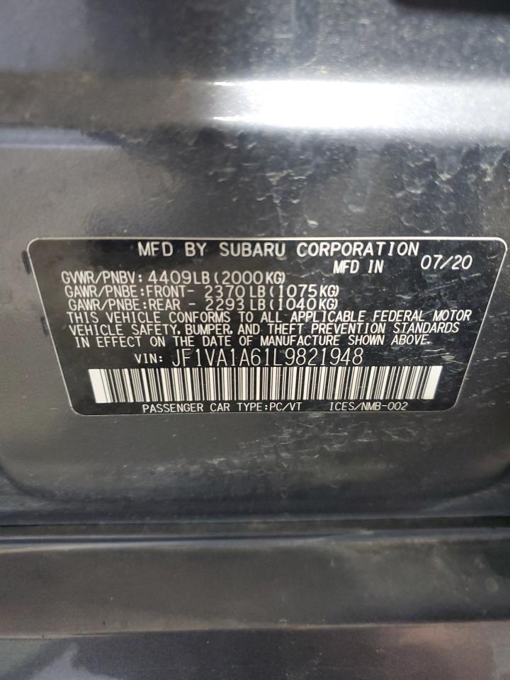2020 Subaru Wrx VIN: JF1VA1A61L9821948 Lot: 71111035