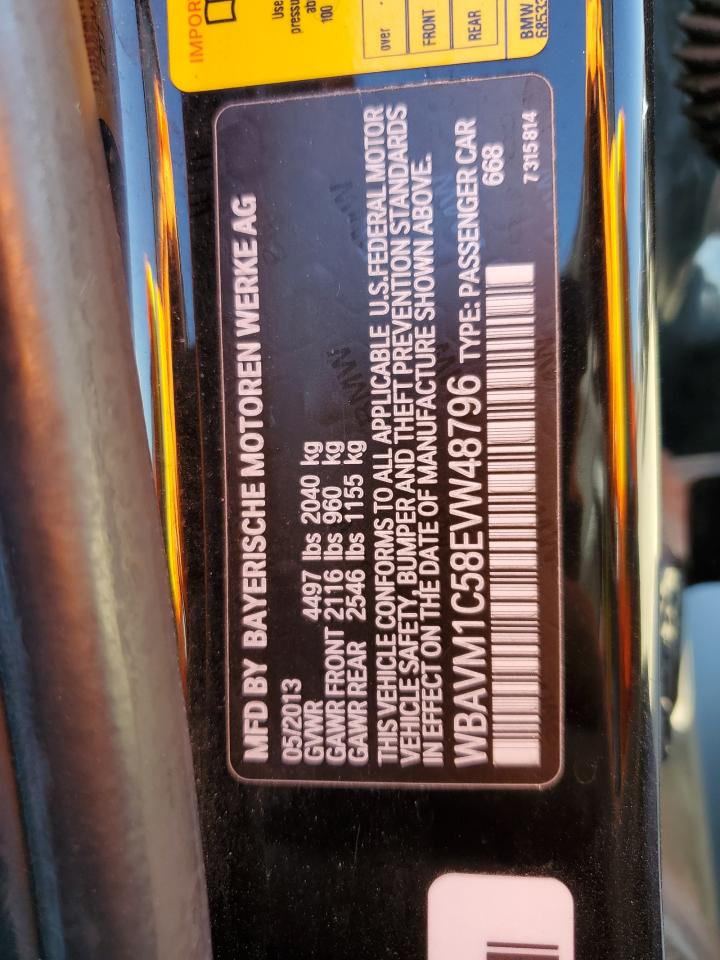 2014 BMW X1 Sdrive28I VIN: WBAVM1C58EVW48796 Lot: 80875095