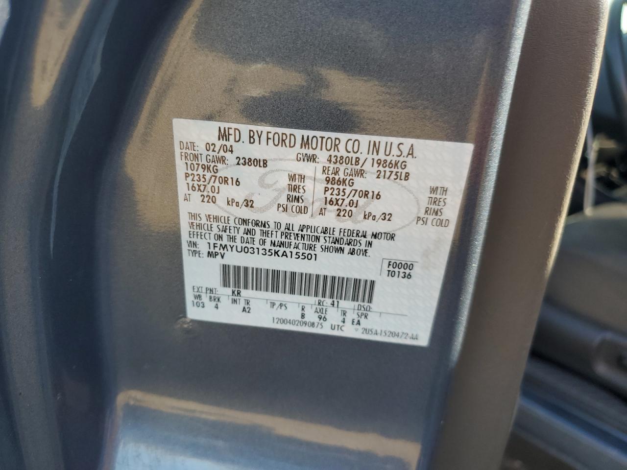 2005 Ford Escape Xlt VIN: 1FMYU03135KA15501 Lot: 84449655