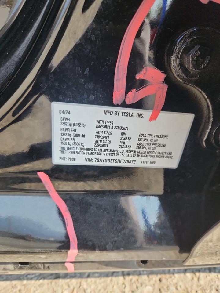 2024 Tesla Model Y VIN: 7SAYGDEF9RF078572 Lot: 71359015