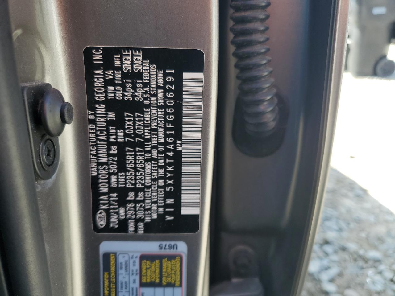 2015 Kia Sorento Lx VIN: 5XYKT4A61FG606291 Lot: 81662805