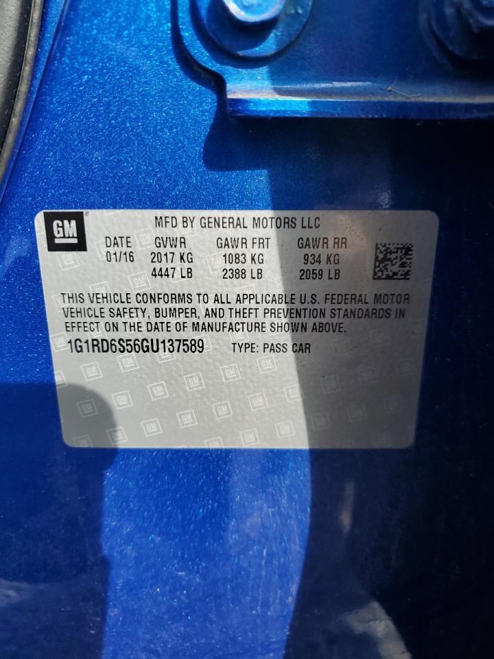 2016 Chevrolet Volt Ltz VIN: 1G1RD6S56GU137589 Lot: 83816405