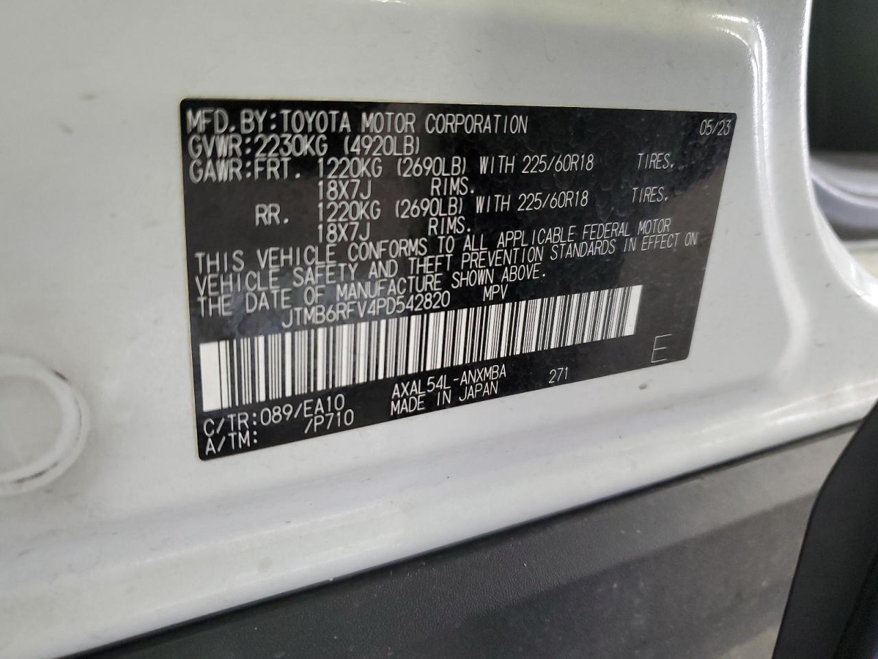 2023 Toyota Rav4 Xle Premium VIN: JTMB6RFV4PD542820 Lot: 84806085