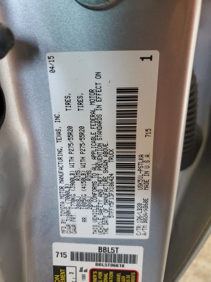 2015 Toyota Tundra Crewmax Limited VIN: 5TFFY5F13FX186424 Lot: 80072665