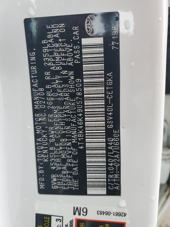 2009 Toyota Camry Se VIN: 4T1BK46K49U578509 Lot: 80789315