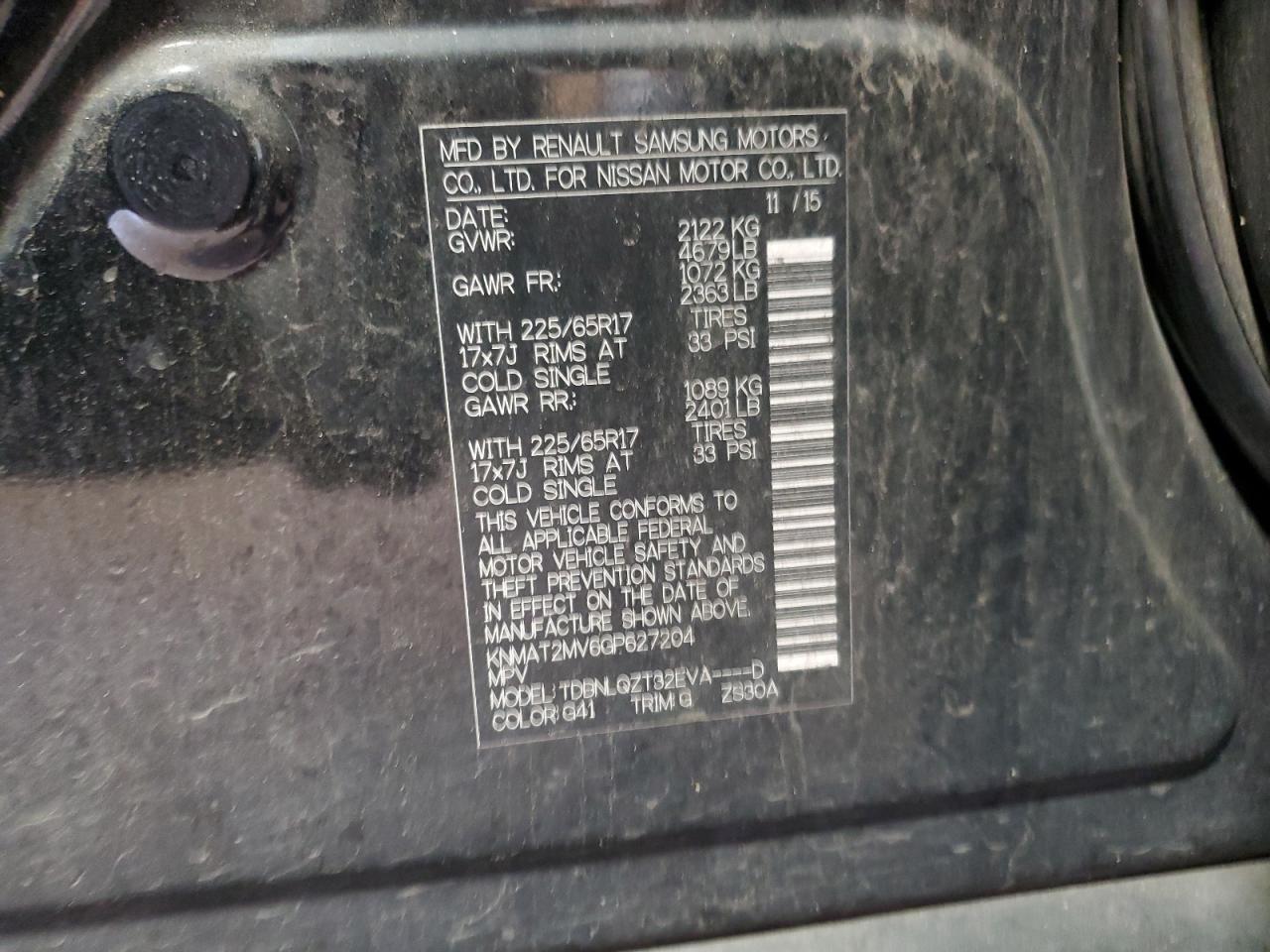 2016 Nissan Rogue S VIN: KNMAT2MV6GP627204 Lot: 80571345