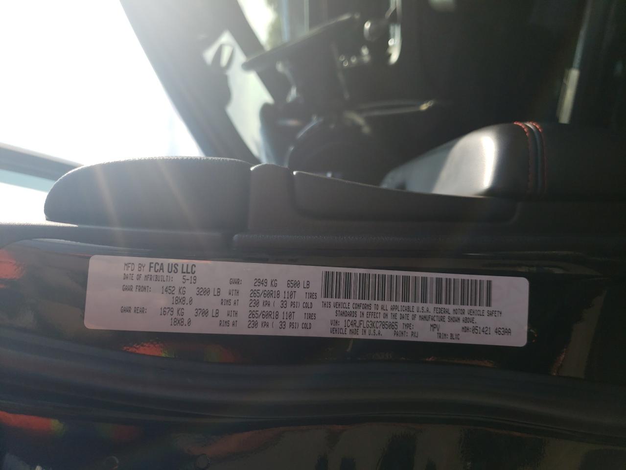 2019 Jeep Grand Cherokee Trailhawk VIN: 1C4RJFLG3KC785065 Lot: 80269765