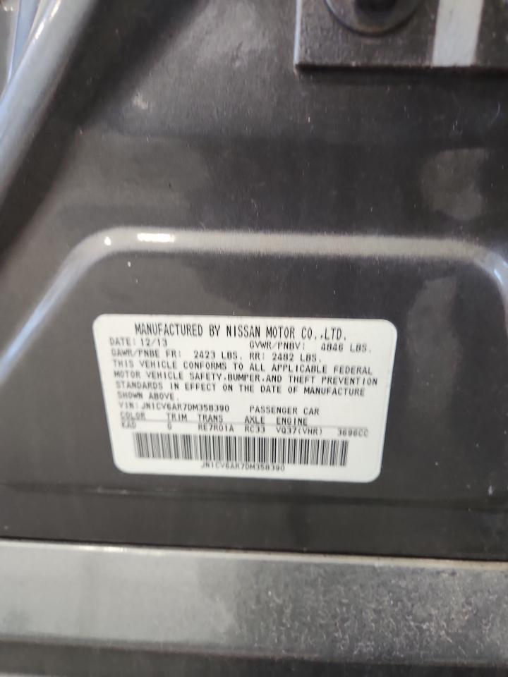 2013 Infiniti G37 VIN: JN1CV6AR7DM358390 Lot: 71629325