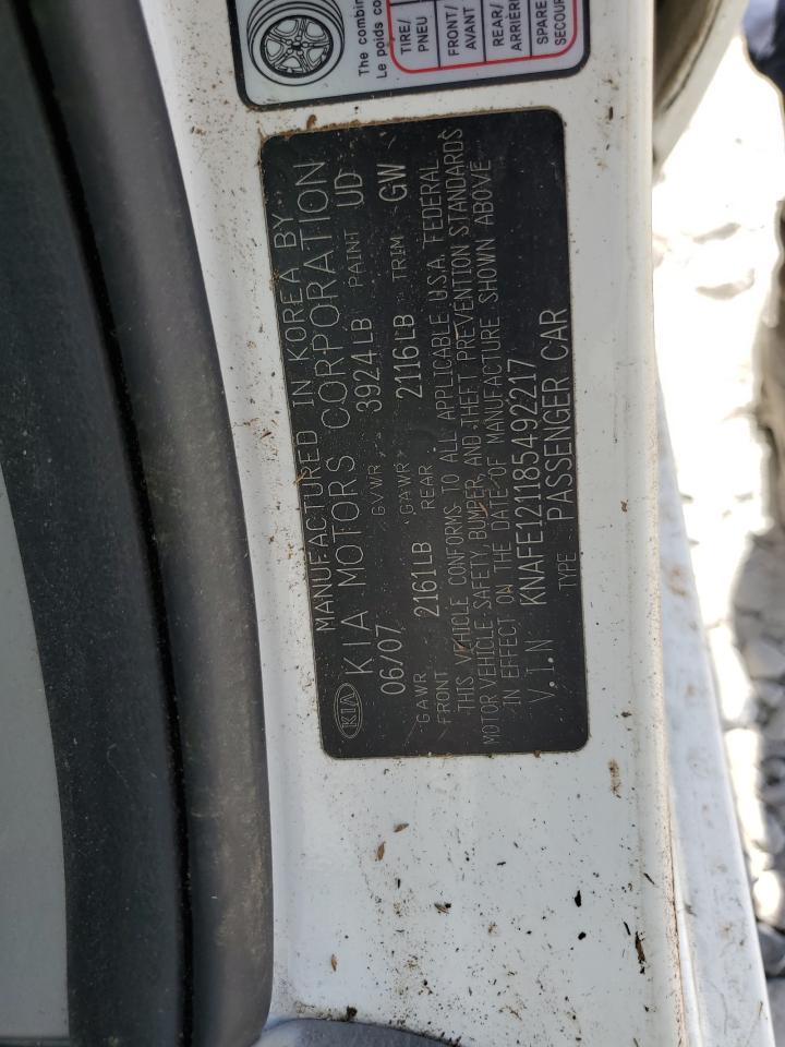 2008 Kia Spectra Ex VIN: KNAFE121185492217 Lot: 84257375