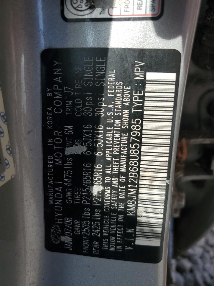 2008 Hyundai Tucson Gls VIN: KM8JM12B68U857985 Lot: 70712565