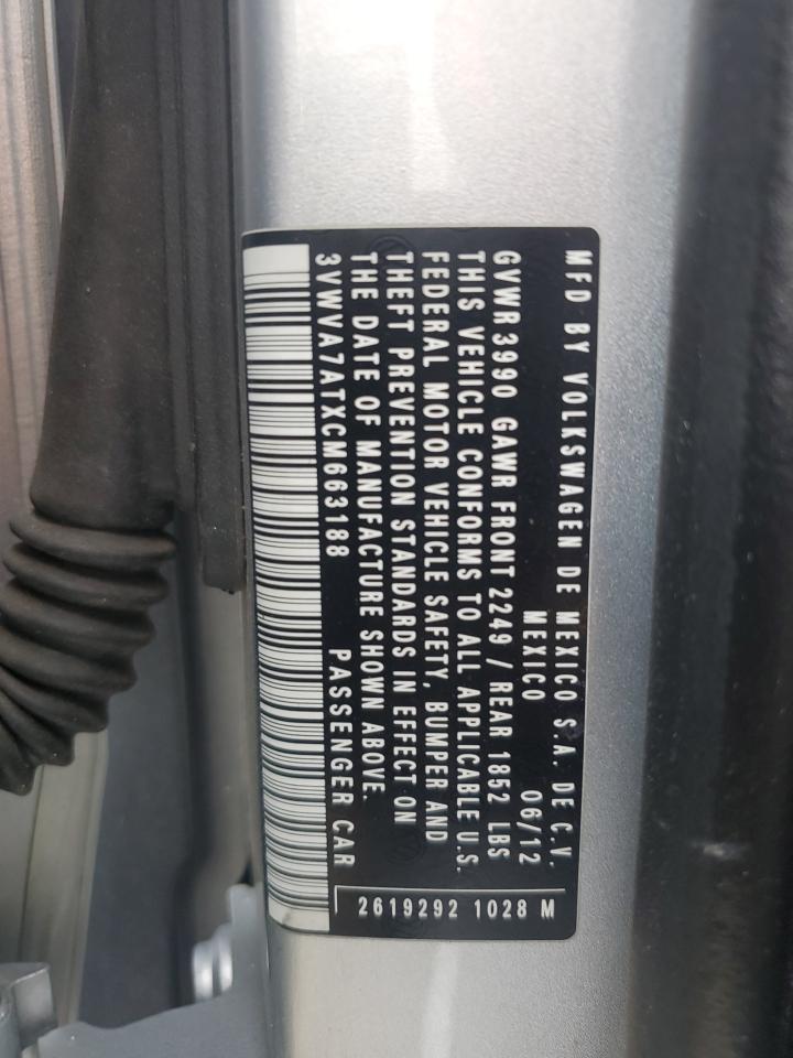 2012 Volkswagen Beetle Turbo VIN: 3VWVA7ATXCM663188 Lot: 81608535