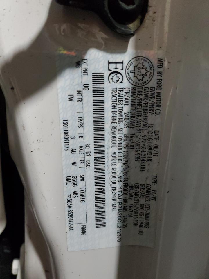 2012 Ford Focus Sel VIN: 1FAHP3M20CL212370 Lot: 71830175