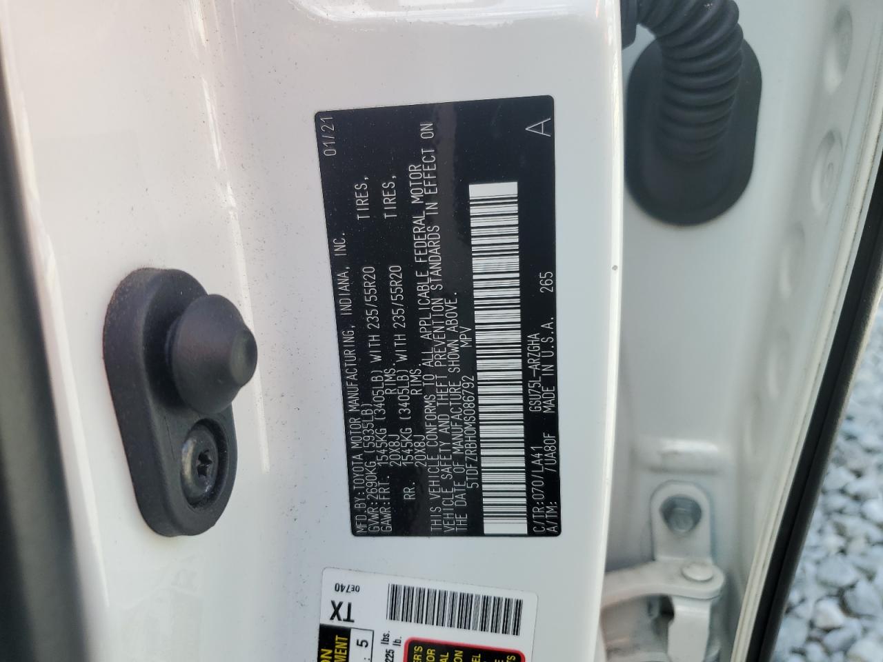 2021 Toyota Highlander Platinum VIN: 5TDFZRBH0MS086792 Lot: 72072345