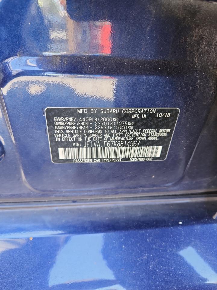 2019 Subaru Wrx Premium VIN: JF1VA1F67K8814967 Lot: 80584095