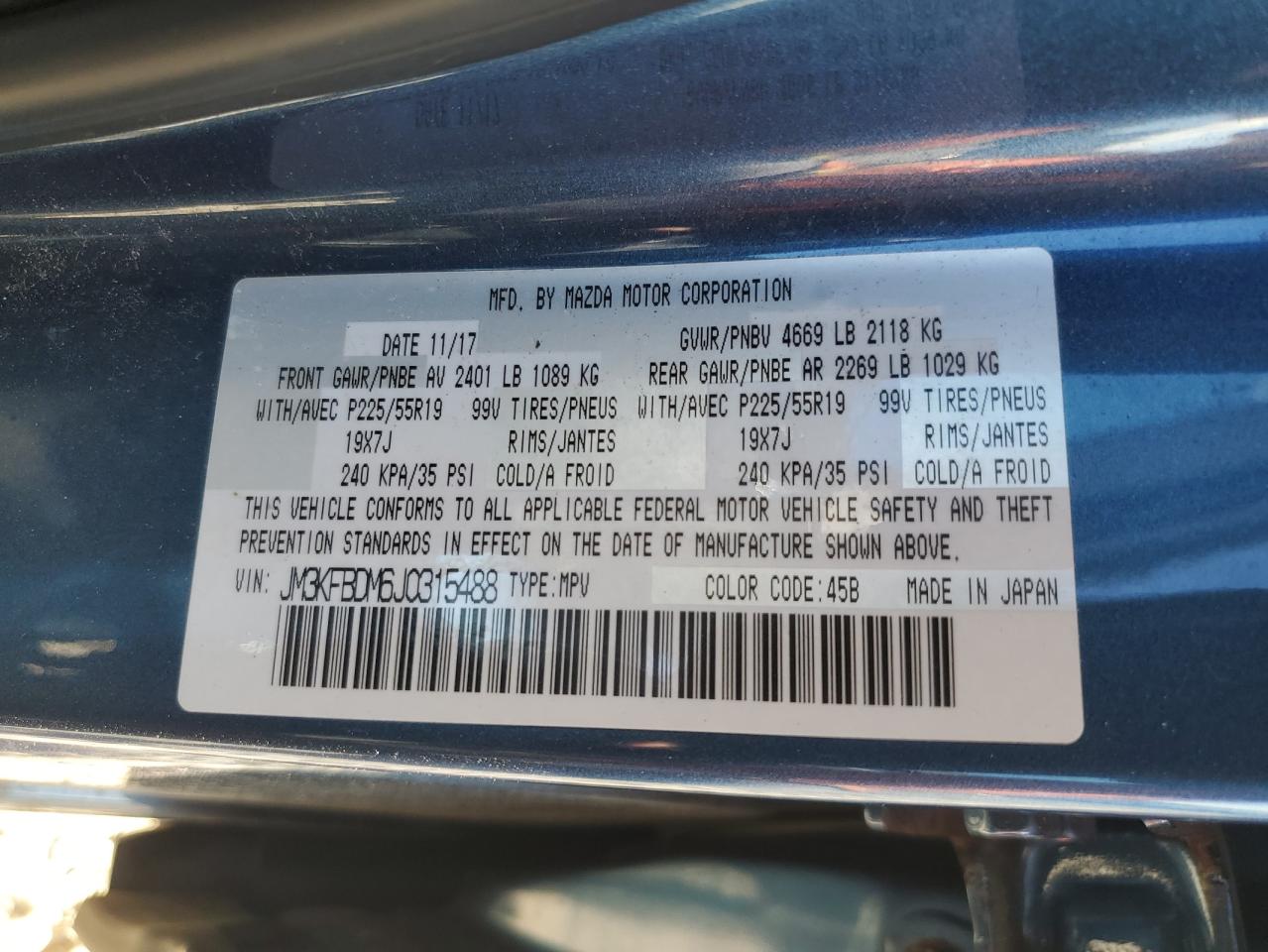 2018 Mazda Cx-5 Grand Touring VIN: JM3KFBDM6J0315488 Lot: 81372725