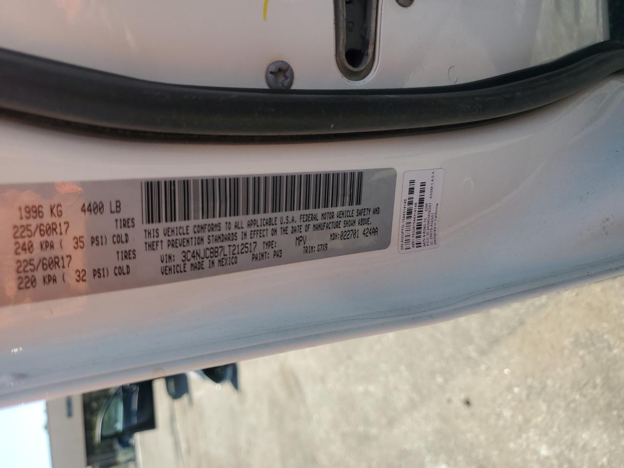 2020 Jeep Compass Latitude VIN: 3C4NJCBB7LT212517 Lot: 80724445