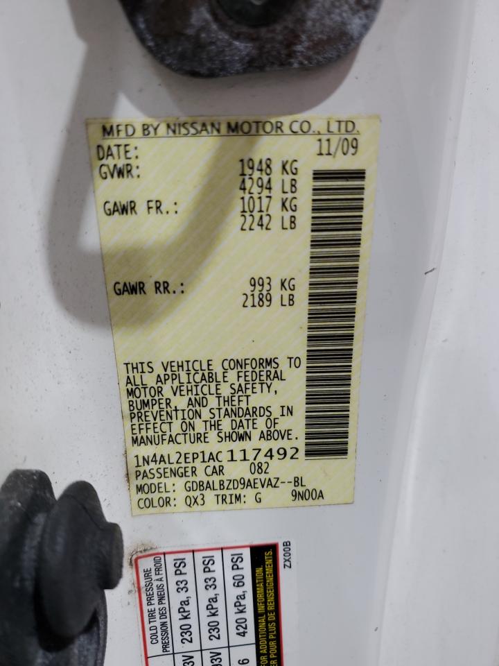 2010 Nissan Altima S VIN: 1N4AL2EP1AC117492 Lot: 80024335