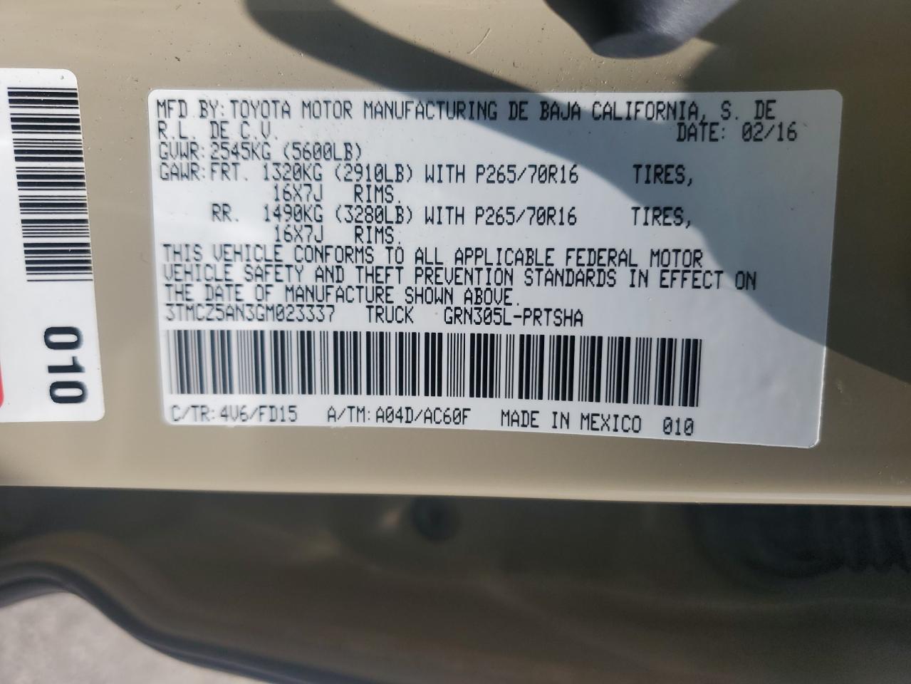 2016 Toyota Tacoma Double Cab VIN: 3TMCZ5AN3GM023337 Lot: 80155075