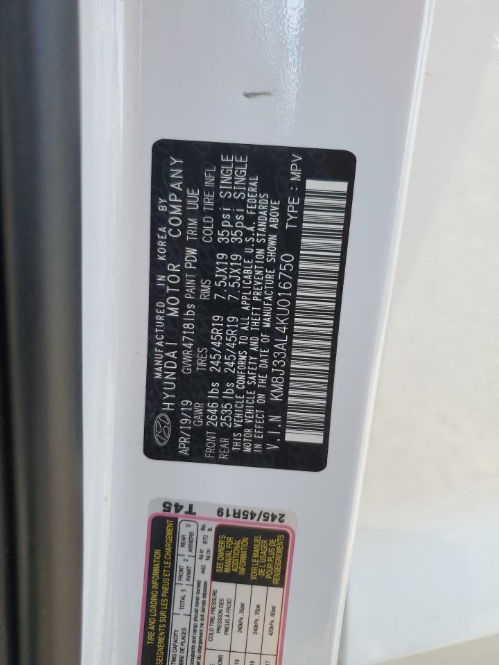 2019 Hyundai Tucson Limited VIN: KM8J33AL4KU016750 Lot: 80467525