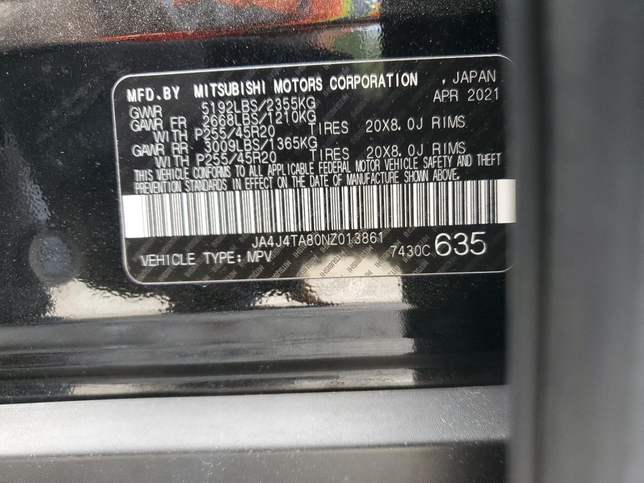 2022 Mitsubishi Outlander Es VIN: JA4J4TA80NZ013861 Lot: 70347635