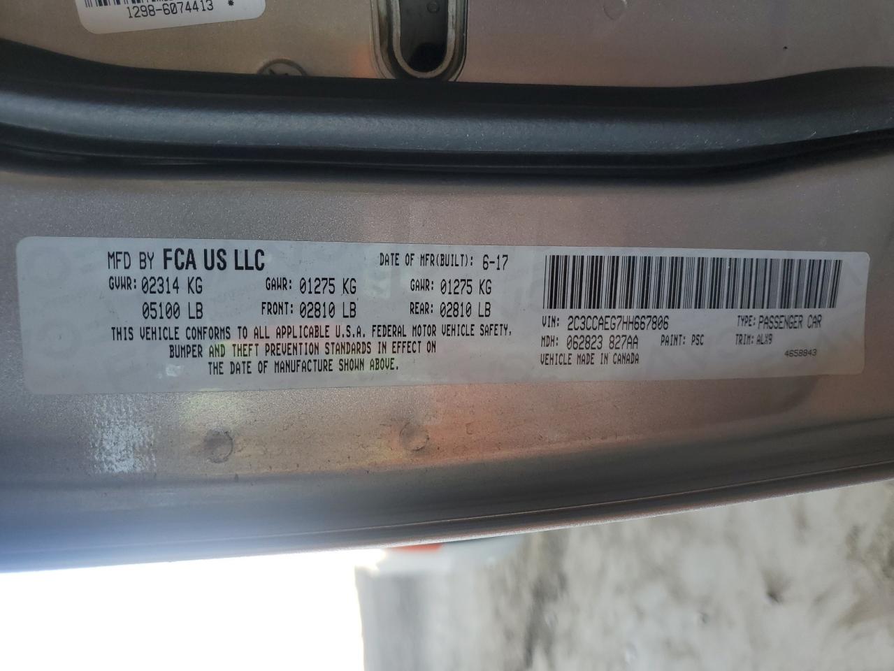 2017 Chrysler 300C VIN: 2C3CCAEG7HH667806 Lot: 80564125